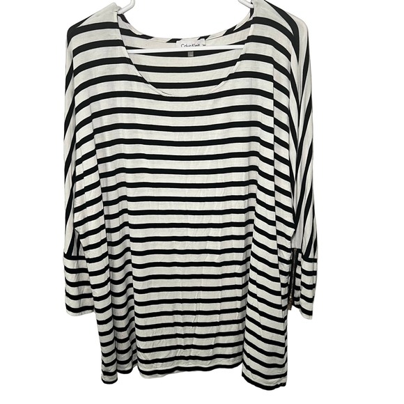 Women's Calvin Klein Striped Shirt and zippered cuffs Size 1X - Picture 1 of 6